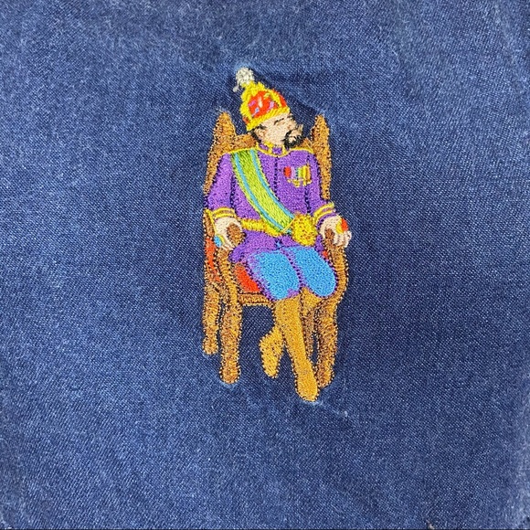 Embroidered Denim Jumper Dress - Picture 3 of 15